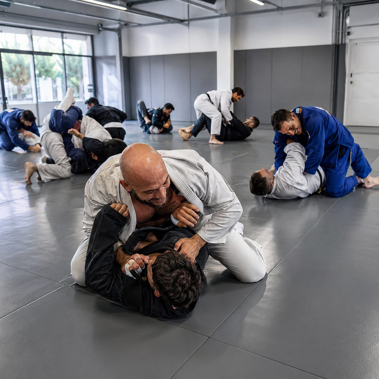 Training auf der Matte in einer Kampfkunstschule